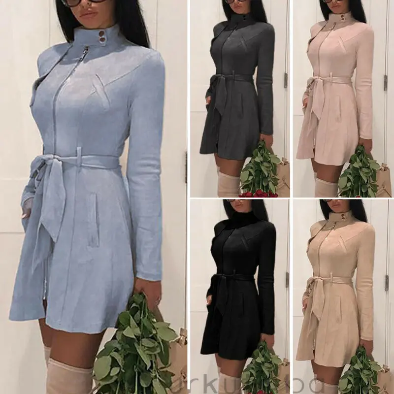 Женский осенне-зимний модный теплый плащ замшевое пальто Женская водолазка с