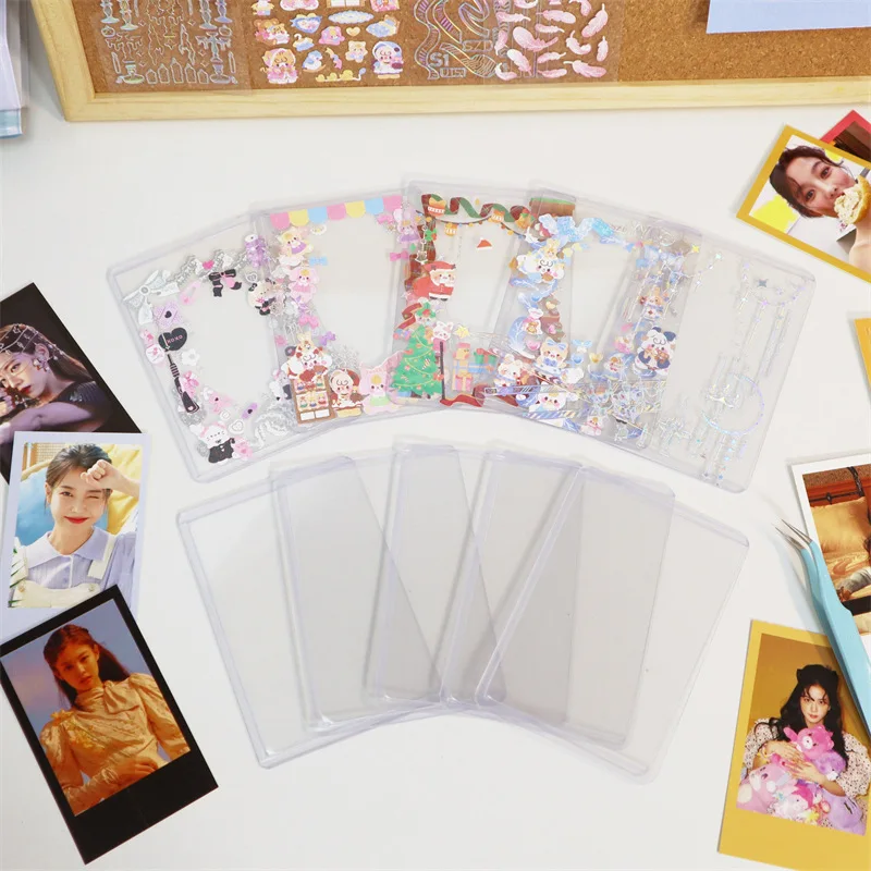 

5Pcs Ins Transparent Idol Card Cover Photo Album Polaroid Star Chasing Card Sticker Decorative Protective Cover DIY Stationery