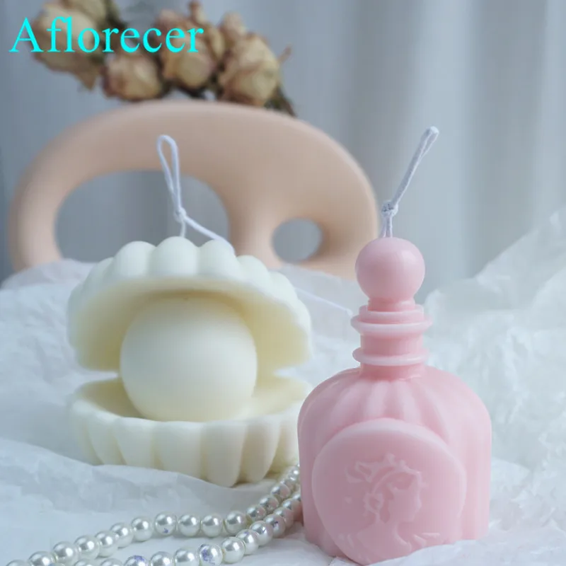 

Creative 3d table lamp shape candle mold carousel silicone mold Korean design perfume bottle shape molds for candle making