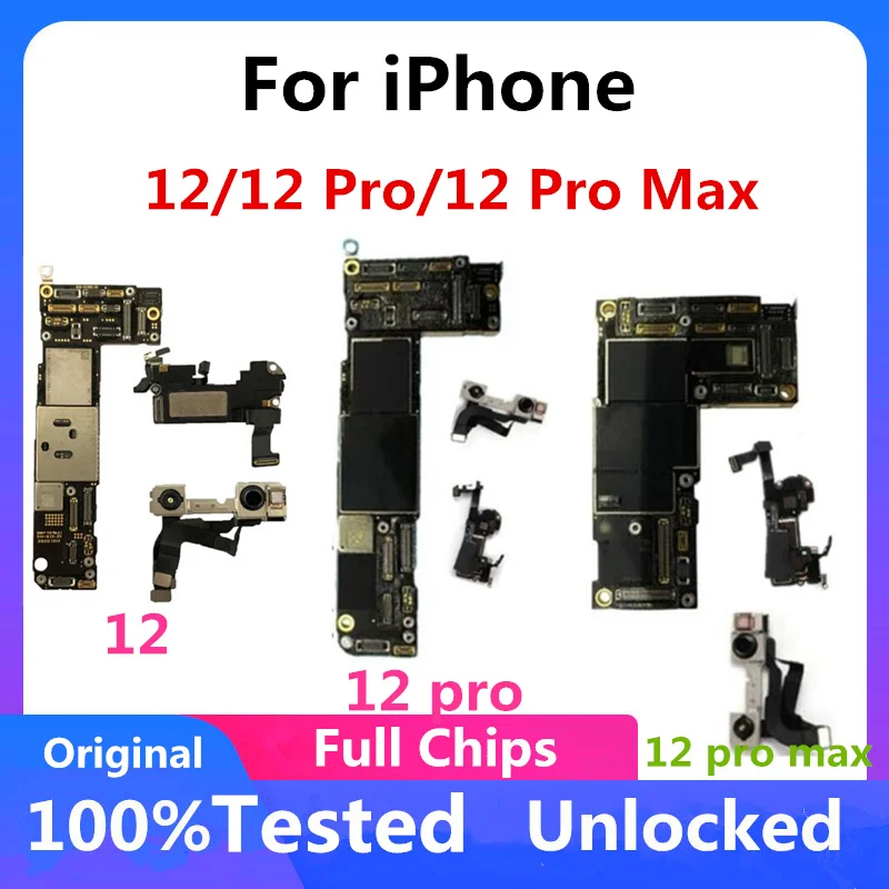 Free iCloud For iPhone 12/12 Pro/12 Pro Max Motherboard With/No Face ID Original Unlocked Replaced Main Logicboard IOS Full Chip | Мобильные