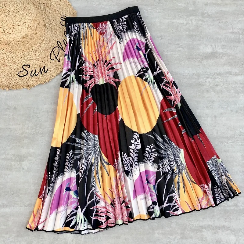 Женская длинная Плиссированная юбка трапециевидная до середины икры в