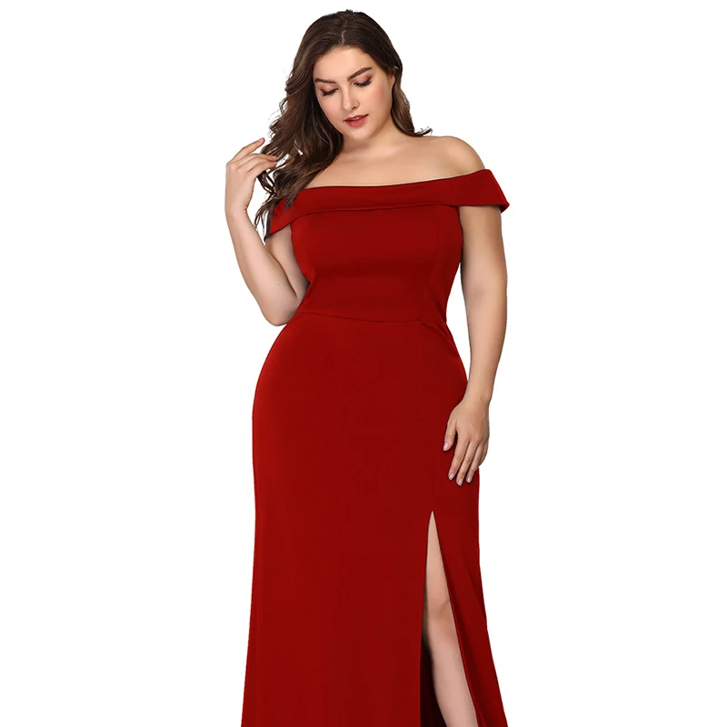 

Evening Dresses Navy Blue Straight Women Banquet Gowns R095 Plus Size Robe De Soiree Elegant Off The Shoulder Formal Party Dress