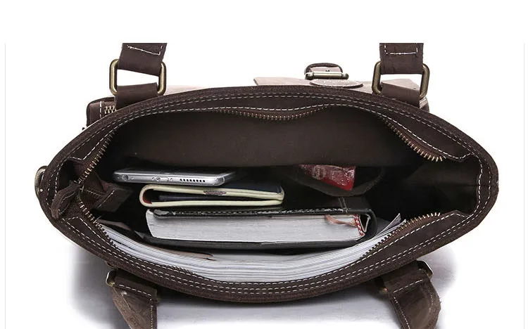 Мужской портфель из натуральной кожи, модный брендовый дизайнерский портфель, винтажная Ретро сумка из коровьей кожи, мужская сумка-тоут, L-3384