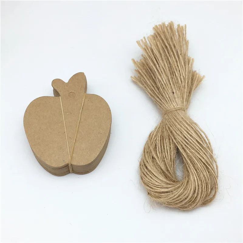 50 шт./партия упаковочные этикетки в форме яблока бумажные карты натуральный