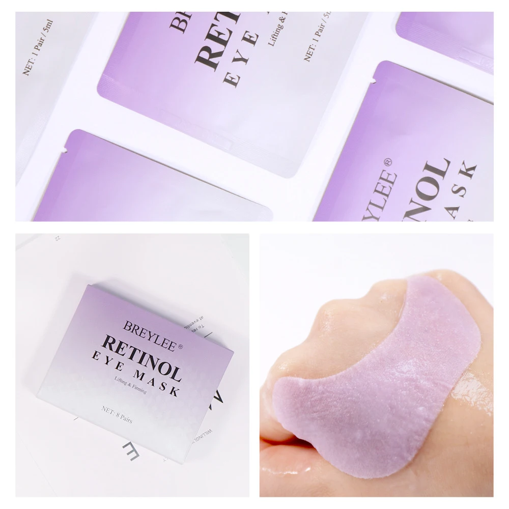 

8 Pairs/Box Retinol Eye Mask Deeply Nourishes Eye Skin Smooth Tender Improve Eye Fine Lines Anti Wrinkle Brightening Facial Pack