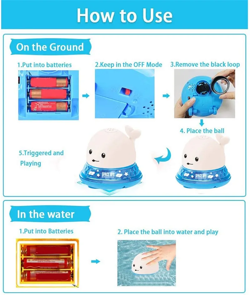 

2020 New Whale LED Flashing Bath Toys Electric Induction Baby Sprinkler Ball WIth Music Children Water Play Ball Bathing Toys