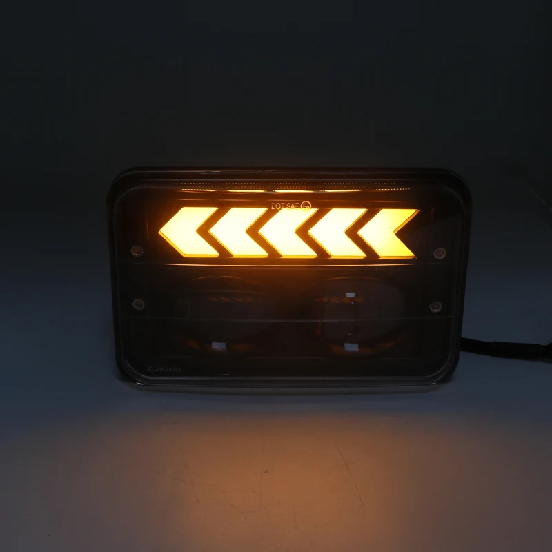 Черные светодиодсветодиодный лампы 4X6 для фар белые DRL янтарный сигнал поворота