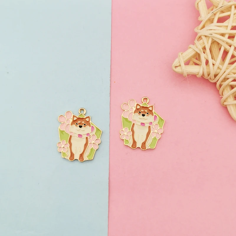 10 шт. Металлический Эмалированный пасторальный Шарм-браслет в виде собаки