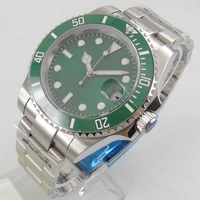 43mm green sterile dial ceramic bezel luminous solid sapphire crystal nh35a miyota automatic movement mechanical mens watch