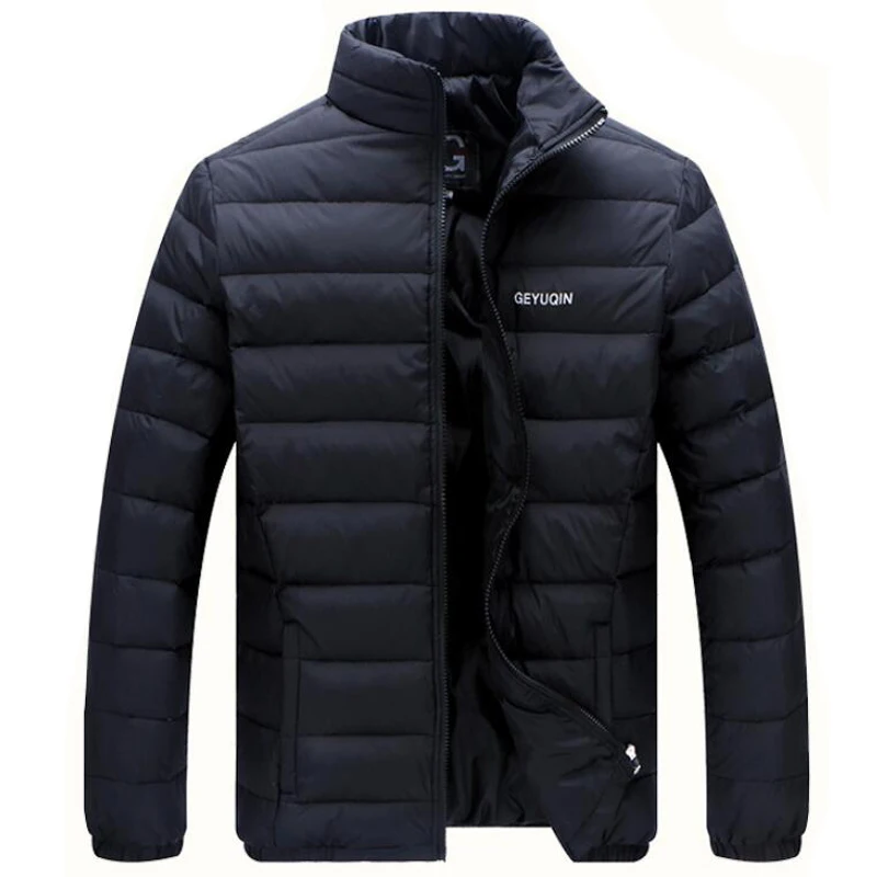 Легкая мужская куртка на утином пуху повседневный пуховик с воротником стойкой