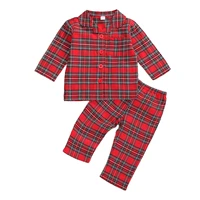 2020 boys cotton plaid nightwear baby girls clothes suit cartoon pyjamas kids pajamas autumn winter children christmas pajamas