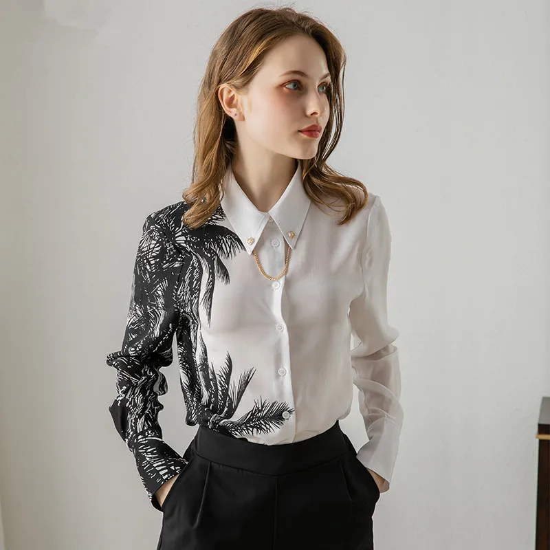 Женская рубашка из 100% шелка винтажная блузка женская одежда 2020 женские топы