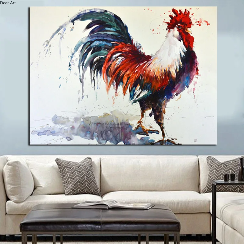 

SEVENTHART Abstract Rooster Watercolor Oil Painting on Canvas Wall Picture Art Animal Modern Cuadros Decoration For Living Room
