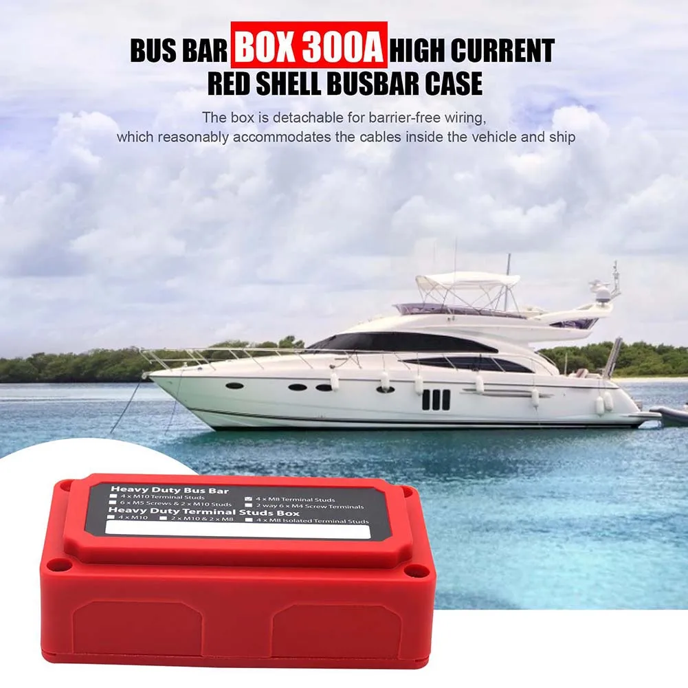 

Dc 48v 300a 4 Terminal Box Studs Busbar Power Distribution Block Heavy-duty Modular Design Bus Bar Box Car Rv Cable Organizer