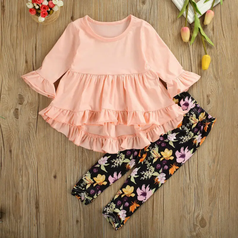 Новый брендовый Детский комплект платье для девочек топы брюки с принтом штаны