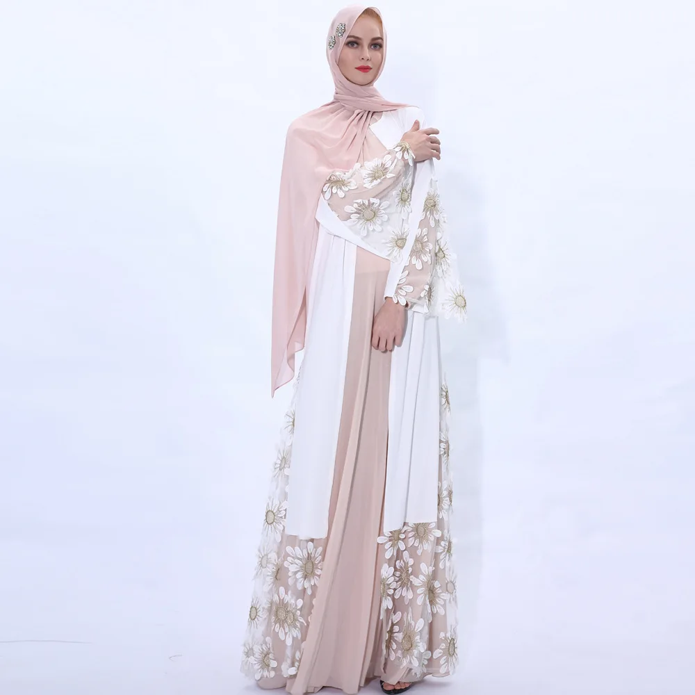 Роскошное кимоно Abaya открытый кардиган Дубай женское длинное платье с цветочным