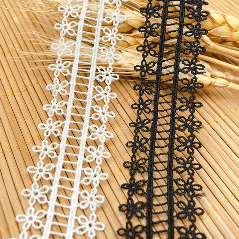 Черно-белые вышитые сетчатые кружевные тканевые Обрезанные ленты для рукоделия |