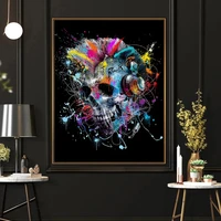 doodle colorful horror skulls and ferocious animals diamond painting full drill mosaic cross stitch wall art pictures home decor
