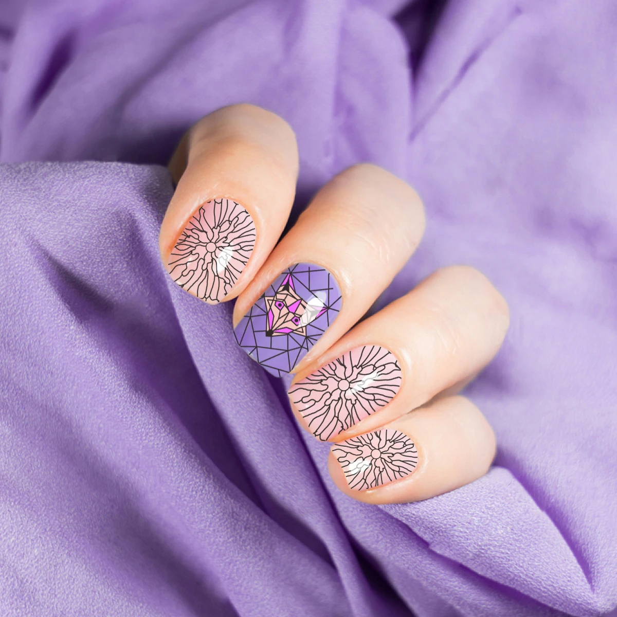 Шаблоны для штамповки ногтей BeautyBigbang трафареты дизайна в полоску с принтом