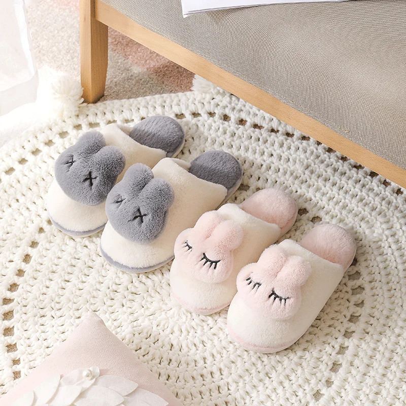 Шлепанцы tzтаблице кролик женские домашние мягкие тапочки из хлопка теплые для