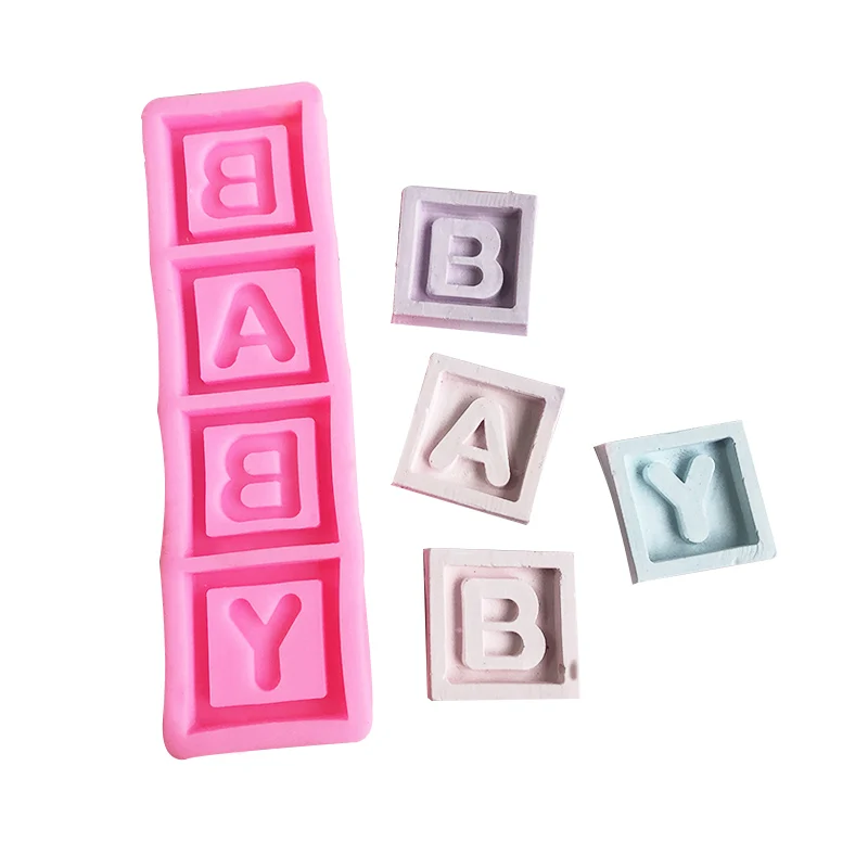 

baby Square letter chocolate flip silicone mold cake decoration baking tool drop glue plaster moulds candle mold resin mold