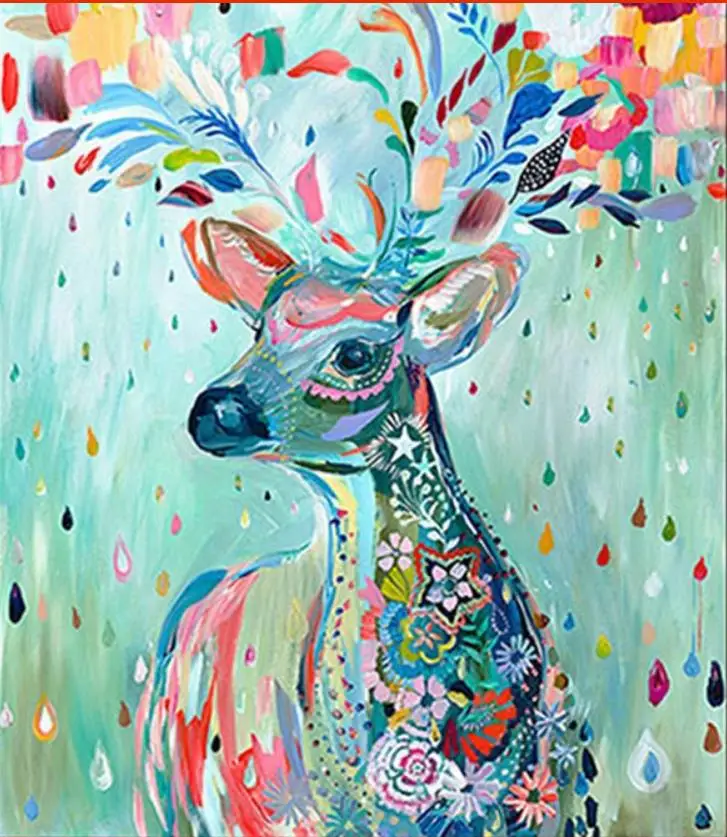 

Fashion Colored Deer Full Round Diamond Painting Cross Stitch New Style Home Decor Needle Work Mosaic Paste