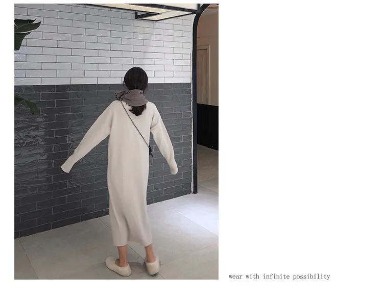 Turtleneck Cashmere Knitted Sweater Dress Women Autumn Spring Noodles Elastic Long Sleeve thick Pullover Winter Dress