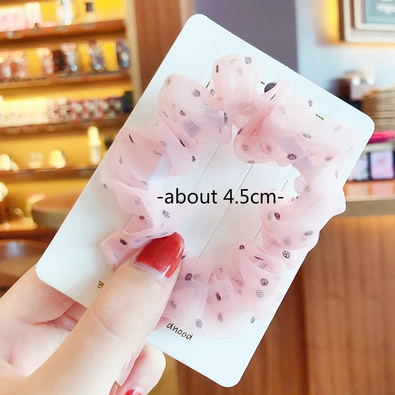 

New Women Girls Colors Elegant Mesh Dots Elastic Hair Bands Ladies Sweet Soft Scrunchies Rubber Bands Female Hair Accessories