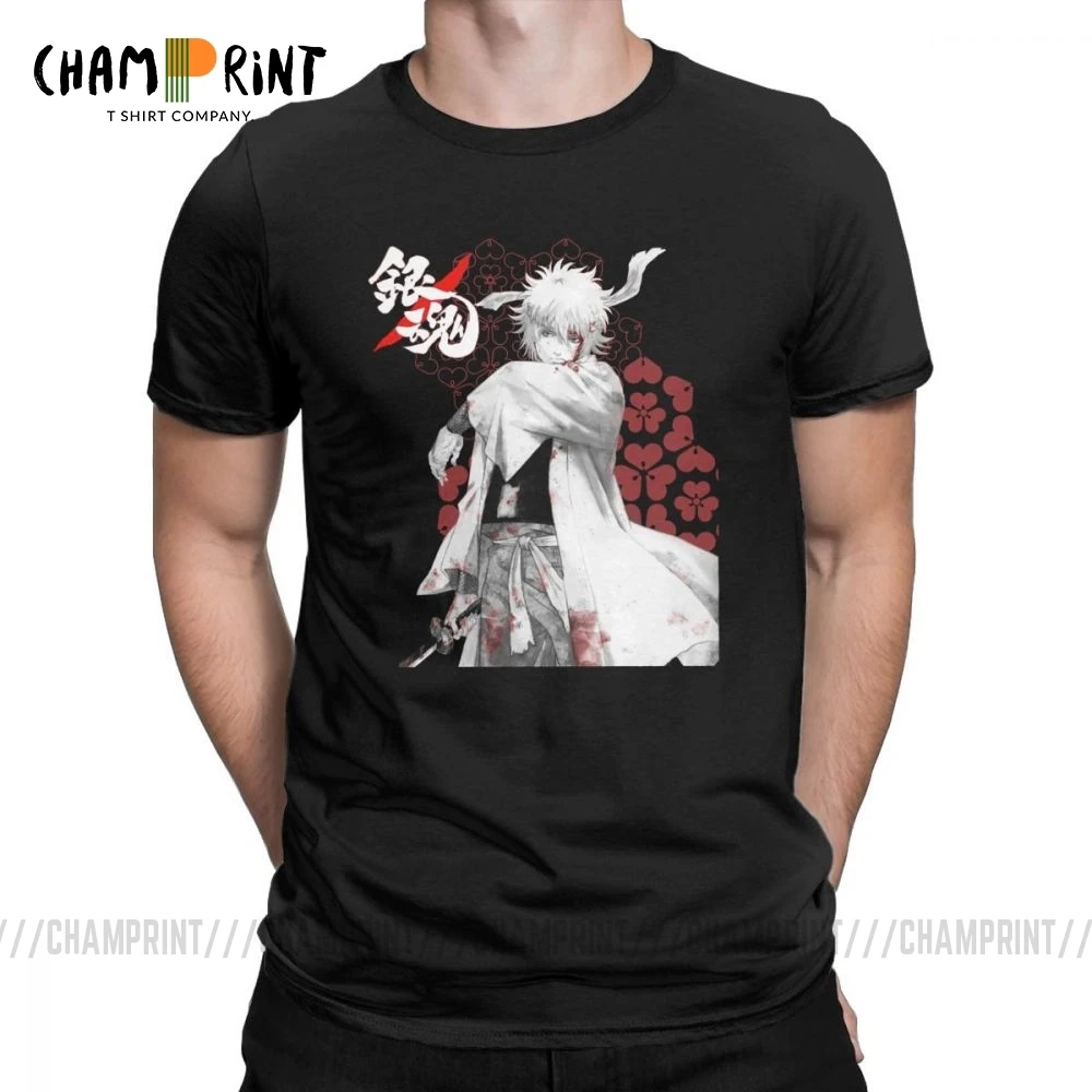 Футболка Gintoki шикарная Мужская потрясающая хлопковая рубашка с круглым вырезом и