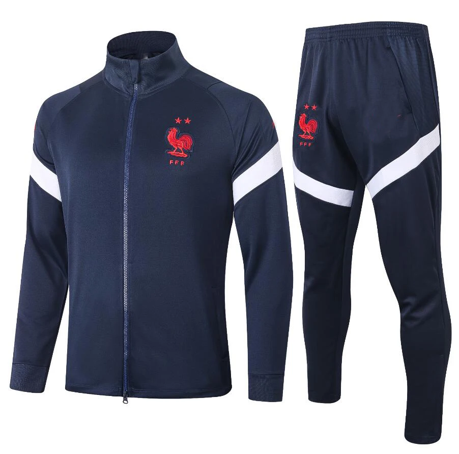 

New Best Quality 2021-2022 France 2 STAR Survetement Equipe MAILLOT DE FOOT SURVETEMENT FOOTBALL Tracksuits Training Suits