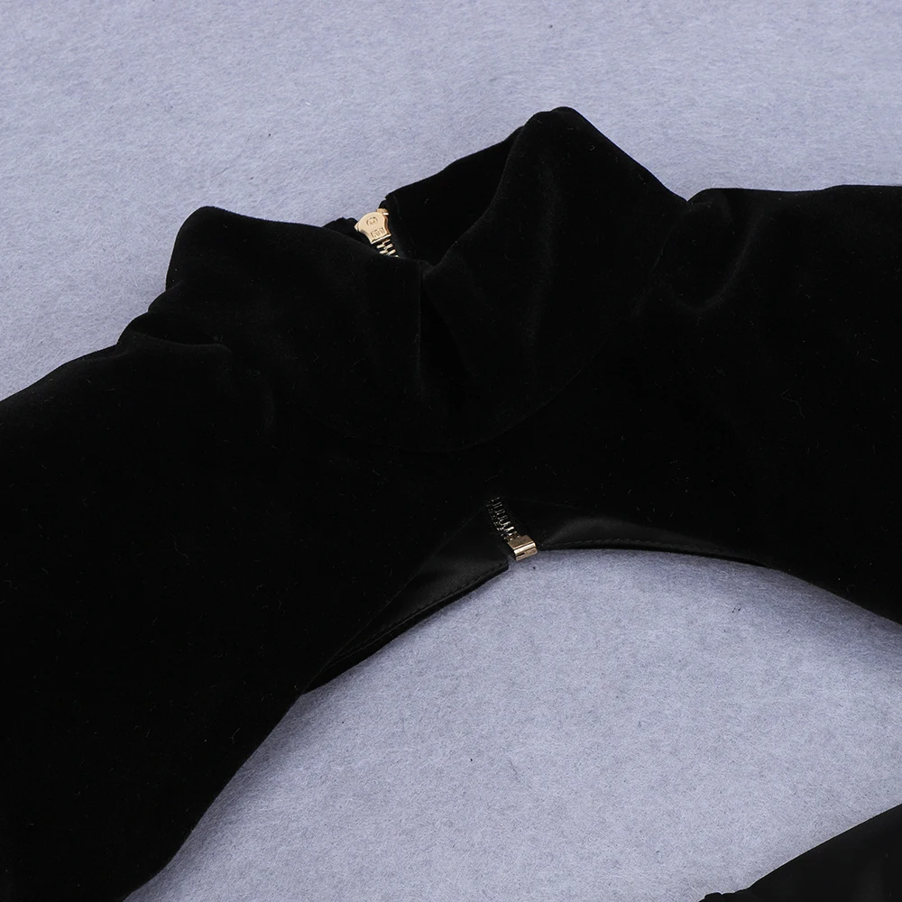 

2020 New Women Black long sleeve Mid Calf V Neck 2 Two Piece Celebrity Evening Party Bodycon Bandage Dresses Wholesale