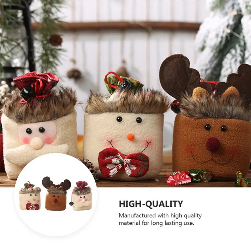 

3Pcs Christmas Candy Bags Cartoon Xmas Gift Bags Holiday Party Candy Storage Pouch For Christmas
