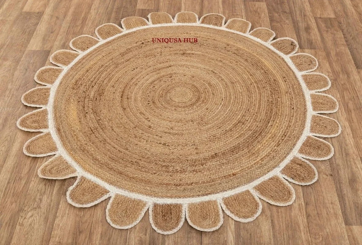 

Rug 100% Natural Jute Braided Style Reversible Area Rug Rustic Look Carpet Rug