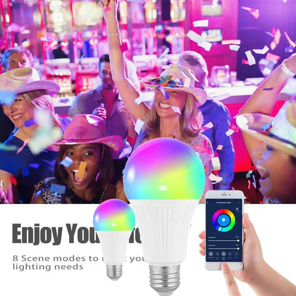 10 Вт WiFi умная лампочка RGB белый волшебный Голосовое управление LED E27/E26/B22 совместим