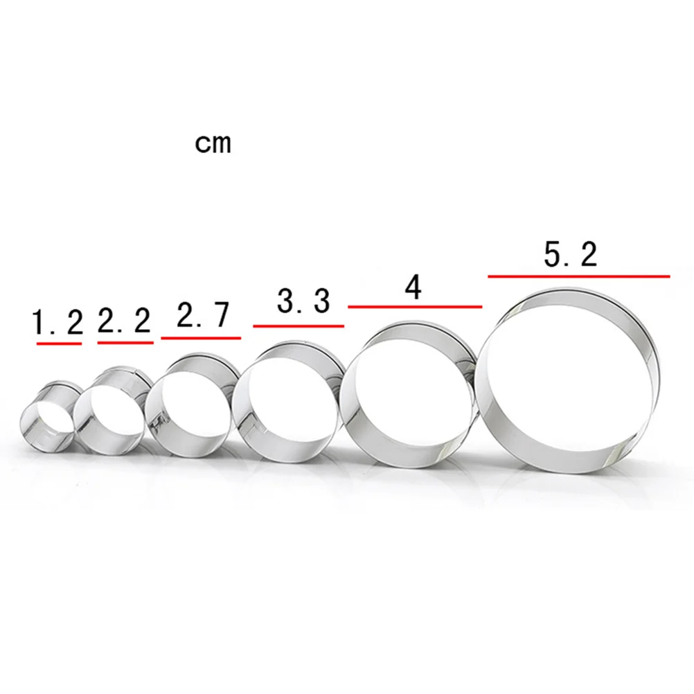 

6 Pcs Stainless Steel Cookie Cutter Molds Round Shape DIY Chocolate Moulds Baking Mould for Cake Fondant Chocolate