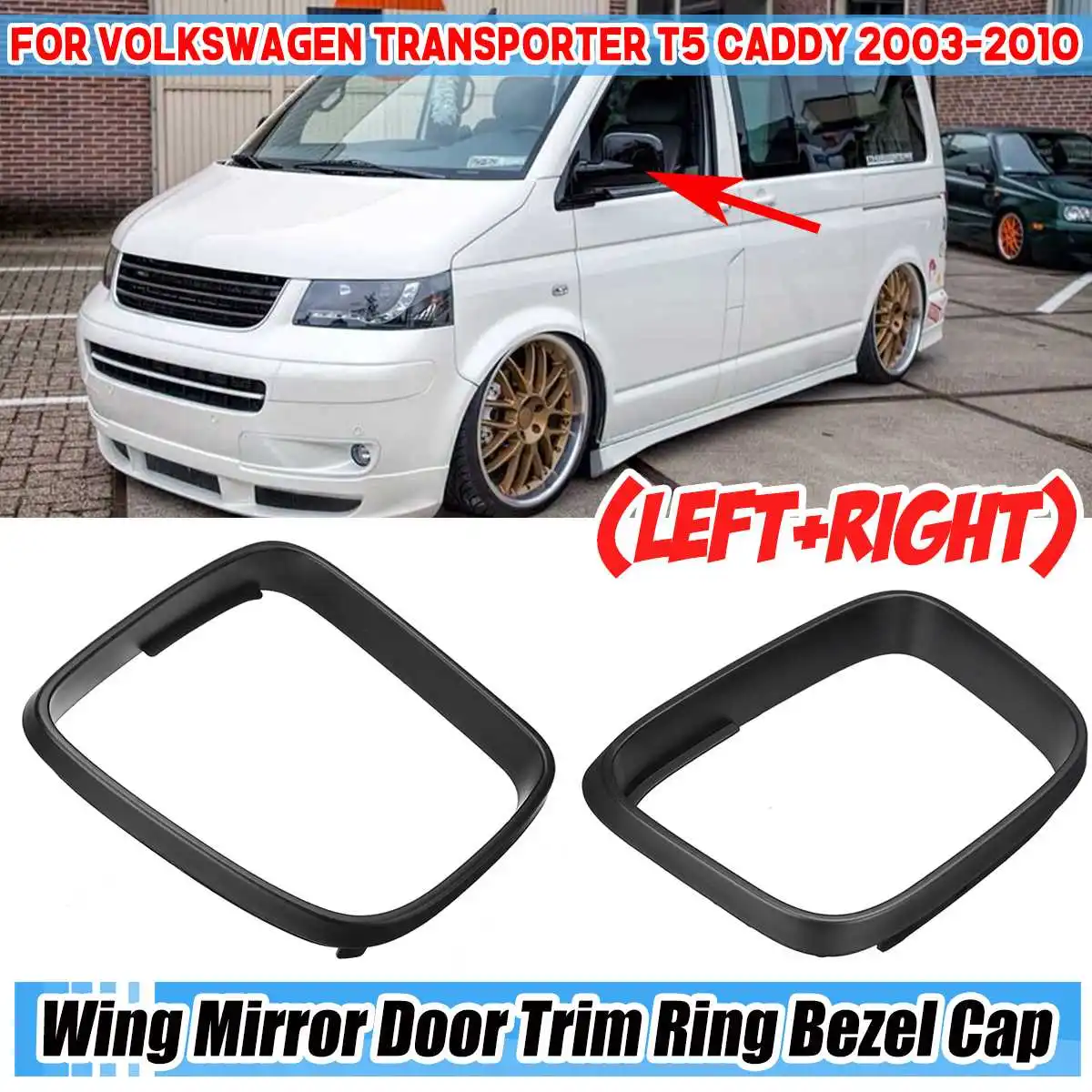 

Black Car Side Wing Rear View Mirror Door Trim Ring Bezel Cap Cover Trim For VW ForVolkswagen For Transporter T5 Caddy 2003-2010