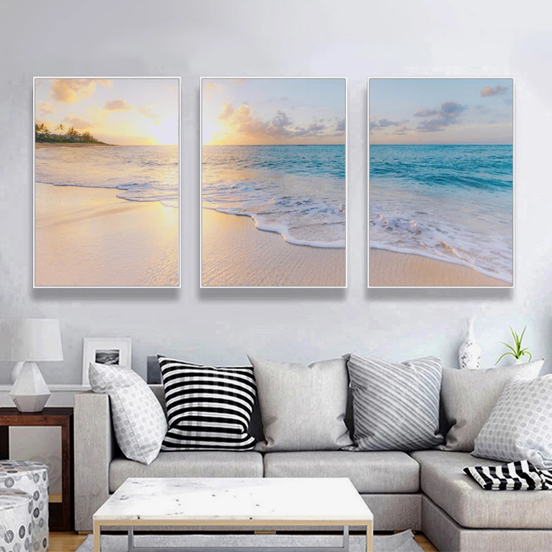 

Sunset Beach Seascape Canvas Paintings On the Wall Art Posters And Prints For Bed Room Wall DecorNature Scenery Art Pictures