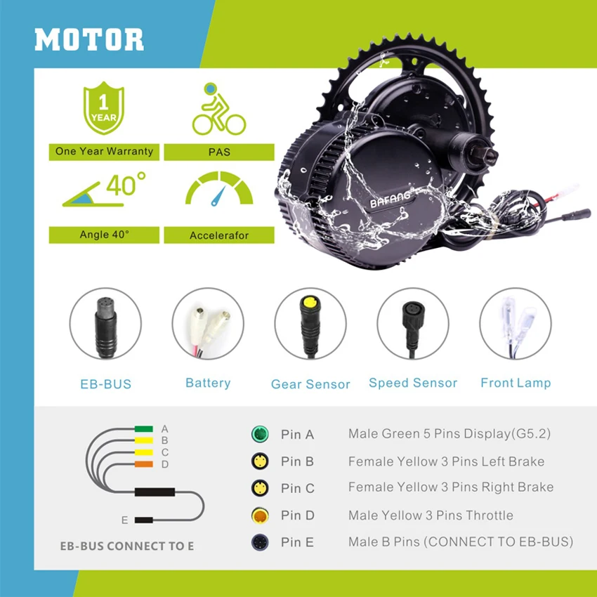 Bafang мотор BBS02B BBS02 750W BBS01B BBS01 250 Вт BBSHD BBS03 1000 середине приводной двигатель комплект