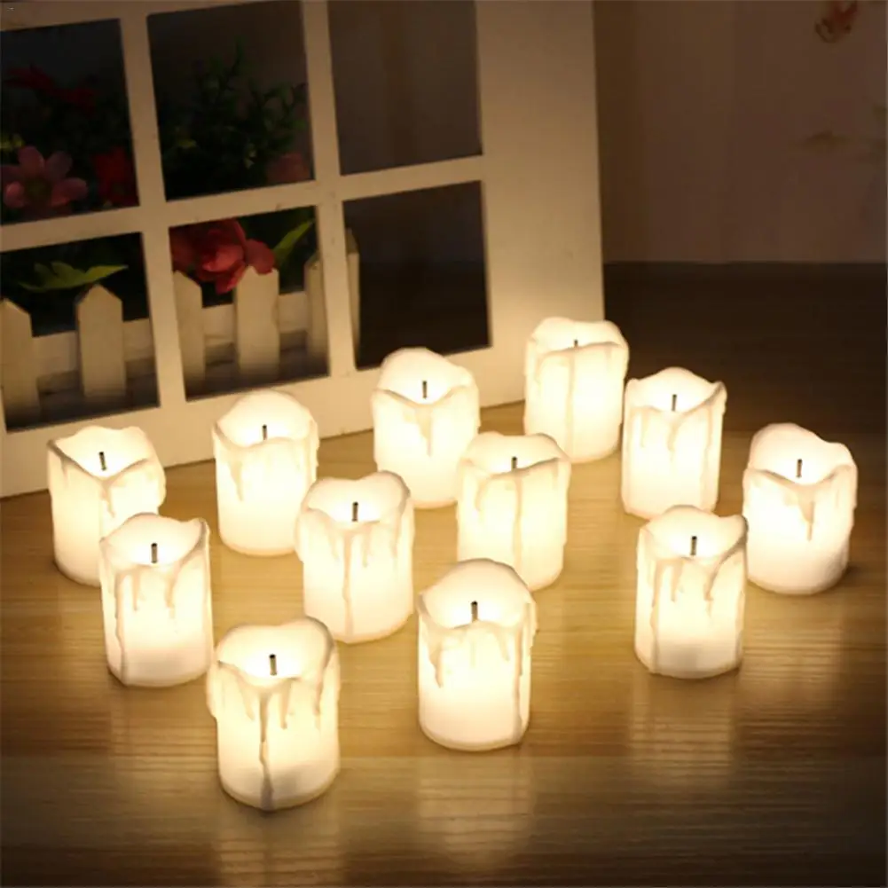 

12 Pcs LED Electric Battery Powered Tealight Candles Warm White Flameless Candles For Christmas Holiday Wedding Home Decoration