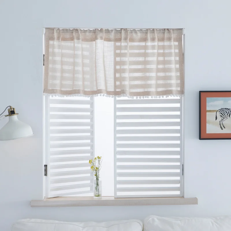 

Jelis Semi Blackout Solid Color Curtains for Living Room Bedroom Kitchen Window Linen Short Curtain Readymade Tulle Home Decor