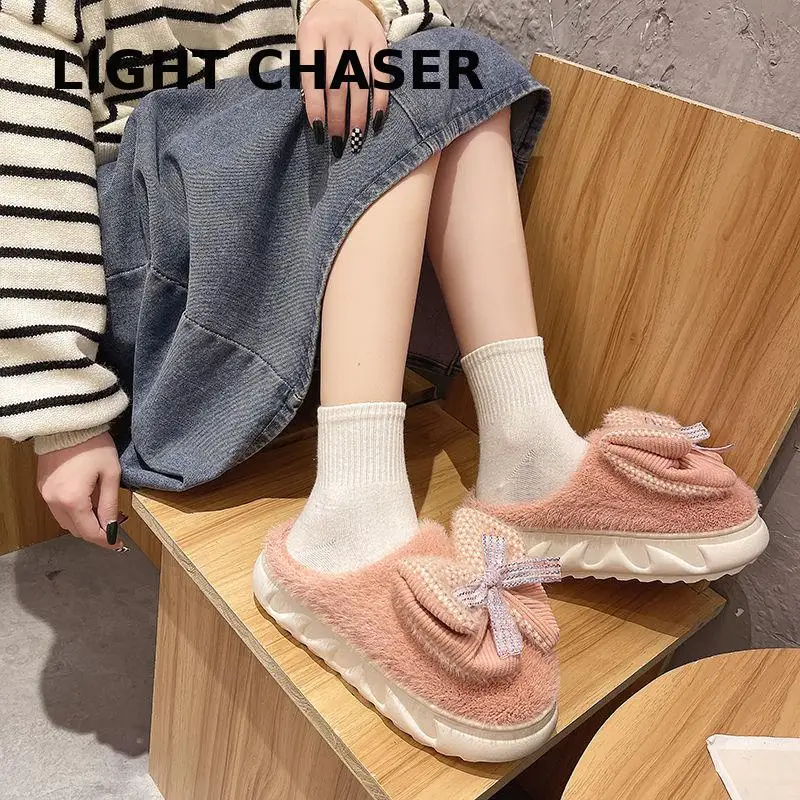 Cute Slipper For Women Girls Fashion Kawaii Winter Slippers Plush Warm Slippers With Non-slip Platform Woman House Slippers