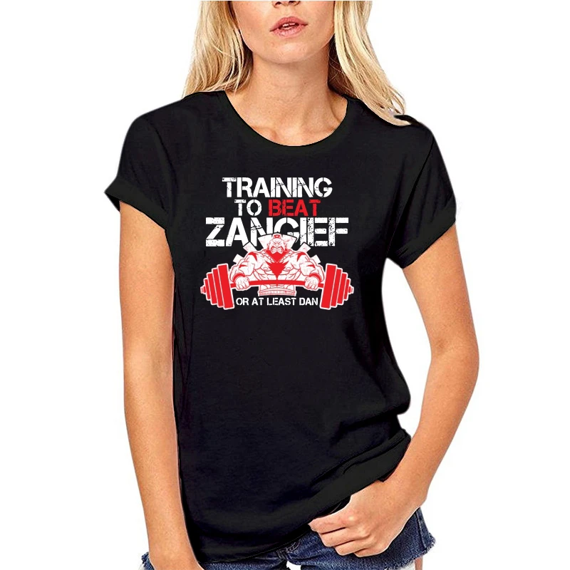 

Street Fighters Training To Beat Zangief T Shirt Euro Size Loose Summer 2021 Black Shirt Top Tee Character Letter The New
