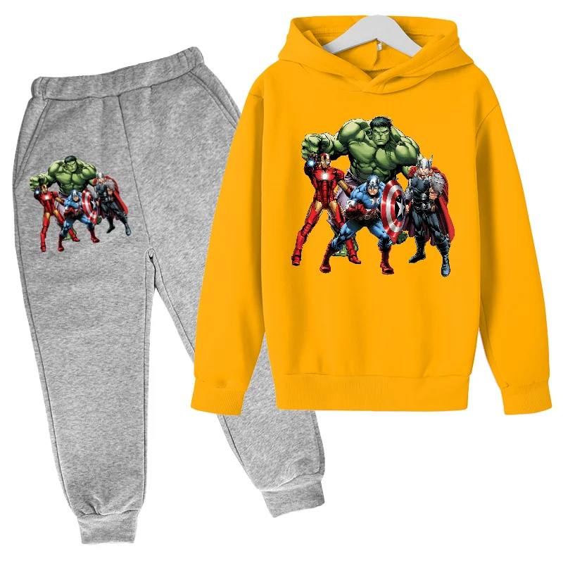 

Film fiction hooded sweatshirt + 2p pants, children's cotton clothes, spring and autumn, warm, clothes for boys and girls