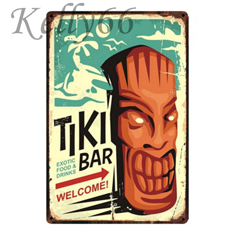 [Kelly66] приветственный путь в Тики Бар алоя Ретро вечерние металлический знак
