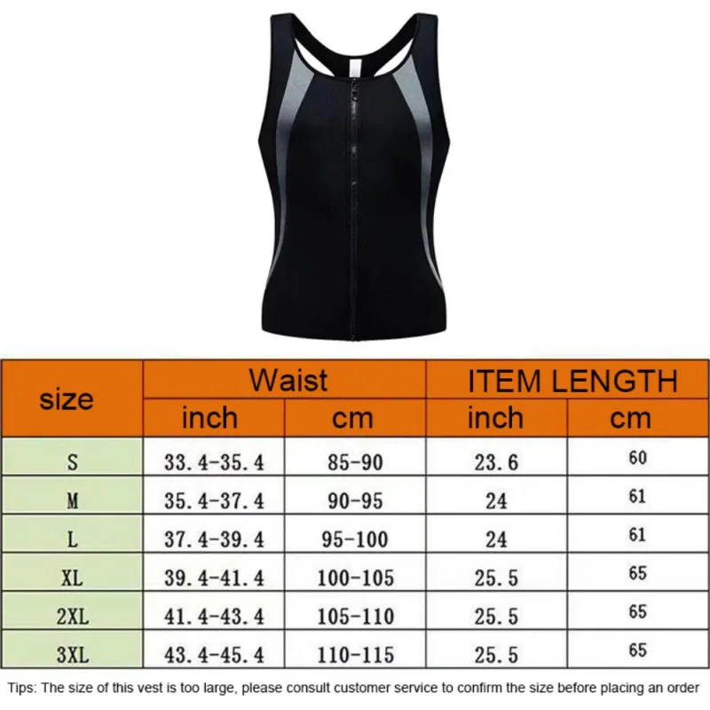 

Men Weight Loss Hot Corset Body Shaper New Sweat Vest Waist Trainer Vest Zipper Shapewear Slimming Belt Belly For Gym Exercise