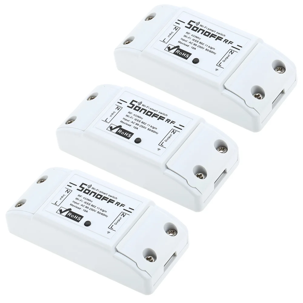 3 pcs Sonoff RF WiFi умный переключатель 433 МГц пульт дистанционного управления DIY беспроводной умный дом автоматизация модуль для Google Alexa 10A 220V - Комплект: 3 pcs