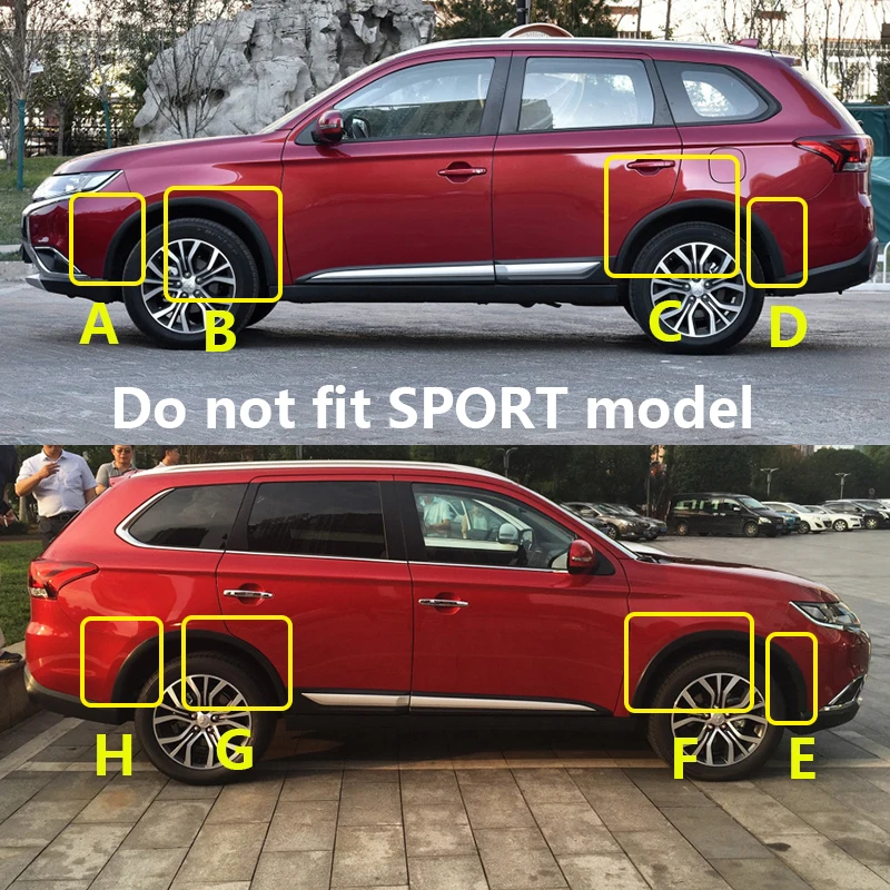 1 шт. для Mitsubishi Outlander- молдинг переднее ЗАДНЕЕ ЛЕВОЕ правое колесо для губ крыло автомобиля аксессуары для укладки