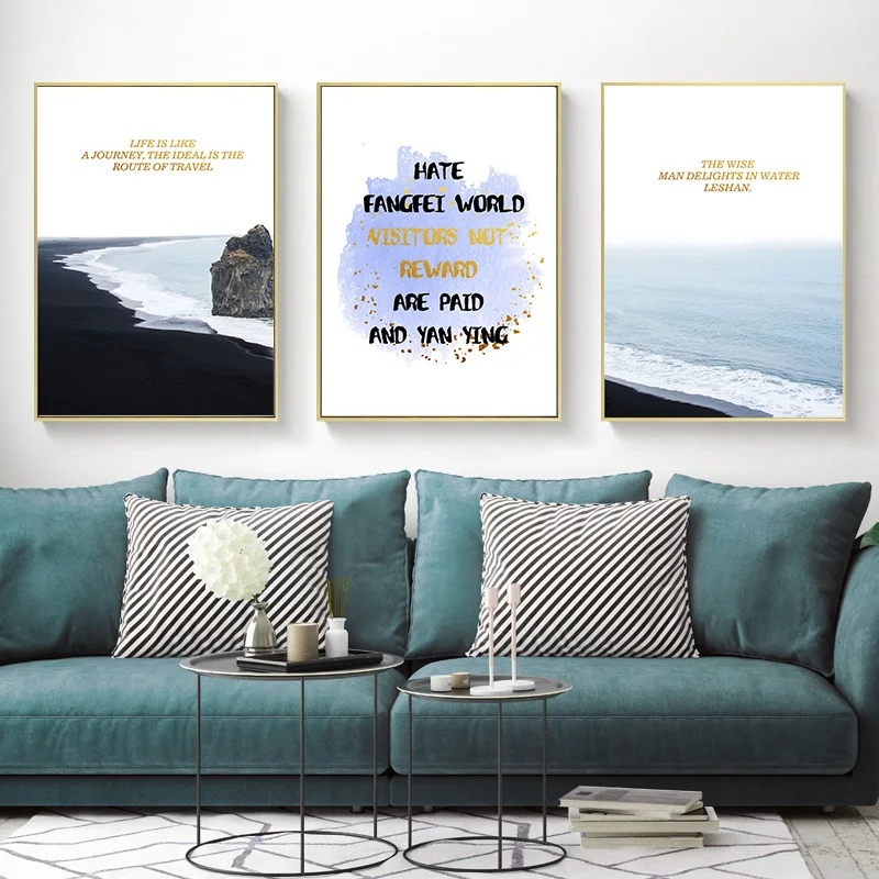 Пейзаж морской Скандинавская Картина на холсте Декор дома изображение Печать в