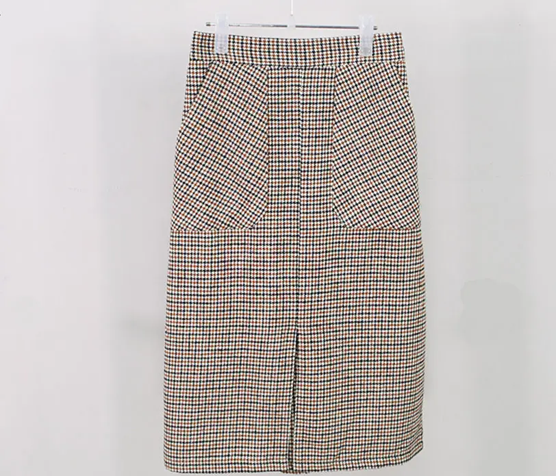 Клетчатые длинные юбки с ремнем новинка 2018 Женская юбка высокой талией на осень и