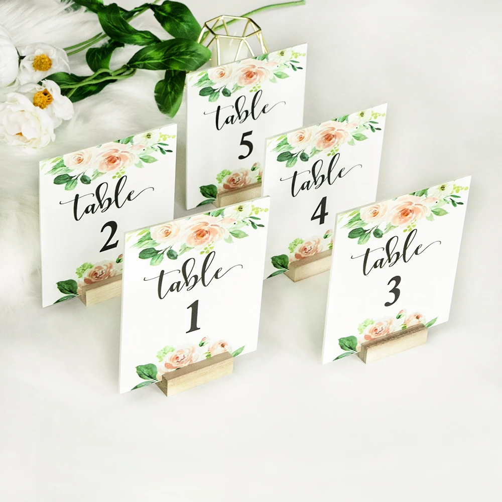 

Номера свадебных столов, Акриловые Настольные цифры, цветочные настольные цифры, Акриловые Настольные цифры с подставкой, свадебная вывеска для каллиграфии